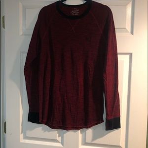 AMERICAN EAGLE Red & Black Long Sleeve Thermal Shirt